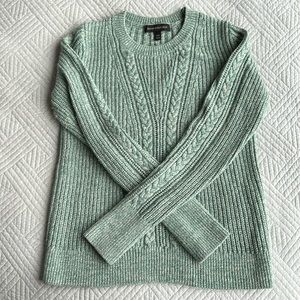Green Marl Merino Blend Banana Republic Cable Knit Sweater